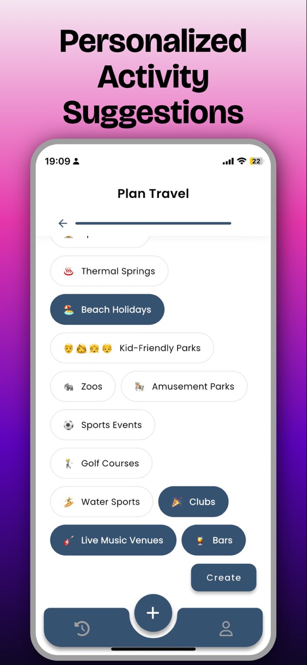 Choosing interests such as beach holidays, theme parks and live music when planning a trip